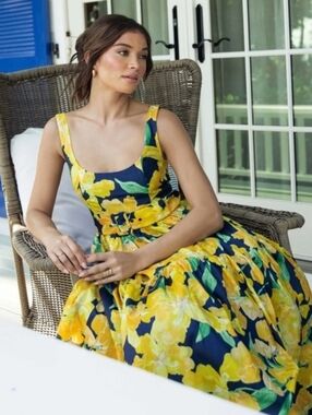 NWT Hutch Alice Belted Floral-Print Midi Dress